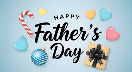 Happy father's day celebration with colorful hearts and gifts
