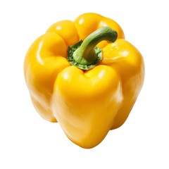 PNG of Vibrant yellow bell pepper with a green stem, fresh and ready for healthy culinary delights.