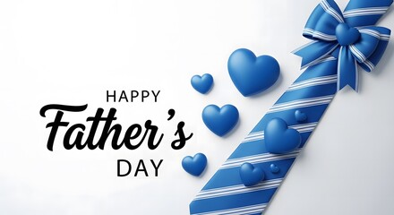 Happy father's day celebration with blue hearts and tie