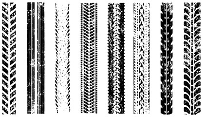 PNG motorcycle track pattern overlay on transparent background. Clean tread imprint texture for bike visuals. © MIKHAYLO