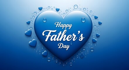 Happy father's day celebration with blue heart and bubbles