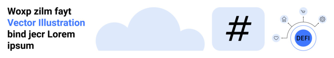 Obraz premium Cloud icon, metadata tag, and decentralized network graphic symbolize connectivity, data sharing, and digital tech evolution. Ideal for tech, blockchain, coding, data science cloud storage web