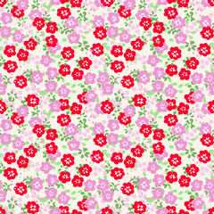 Red and Pink Small Floral Seamless Repeat