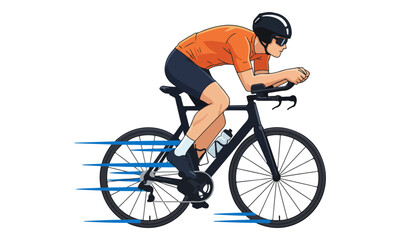 Fototapeta premium Cyclist Riding Time Trial Bike at High Speed Vector Illustration