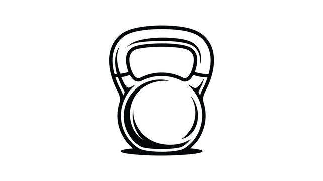 Simple black and white illustration of a kettlebell fitness weight