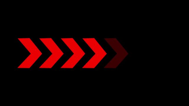 Right-directional arrow loop animation for overlay video layer. Seamless 4K motion graphics element.