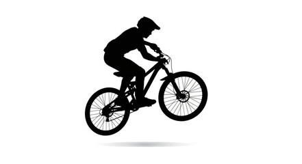 Obraz premium Cyclist Riding Mountain Bike Silhouette.