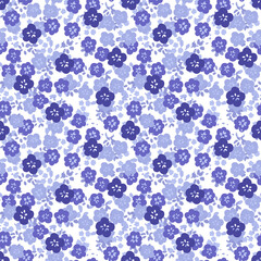 Indigo Blue Small Floral Seamless Repeat