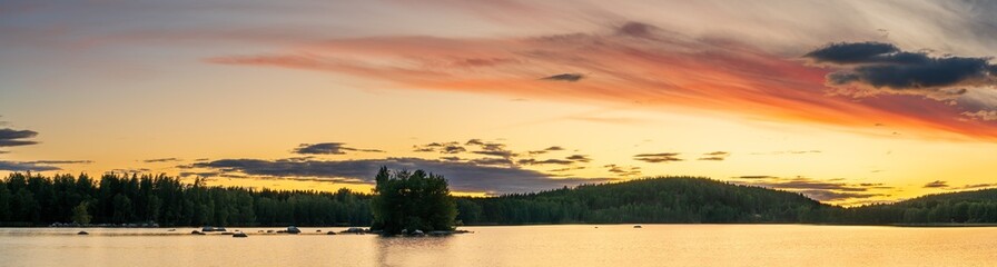 Hallangen lake panorama at sunset. Kalmar region. Sweden © Pawel Pajor