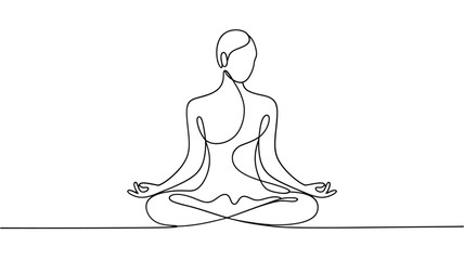 Minimalist line drawing of a woman in a meditative yoga pose © Pixel Loft