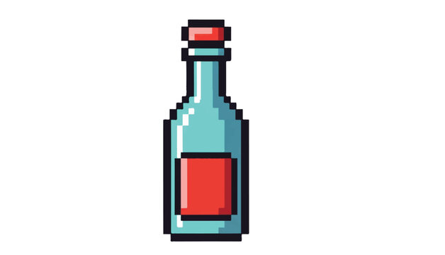Pixelated bottle icon for beverage and drink related designs