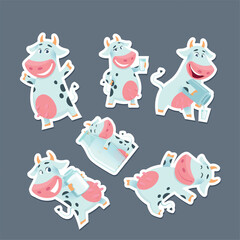 Obraz premium Cartoon cow. sticky paper design with mascot cow