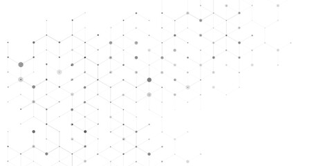 Abstract white geometric hexagon pattern background. Light grey network connection structure. Modern clean technology vector illustration. © Fannaan