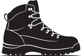 Hiking boot illustration with laces and rugged sole isolated on transparent background
