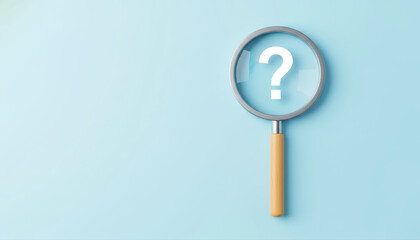 Magnifying Glass with Question Mark Icon for Problem Solving and FAQ Information Search Concept