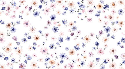 Fototapeta premium Soft Coral and Mint Watercolor Flower Background