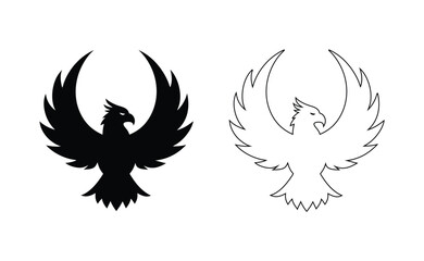 Obraz premium Two contrasting bird illustrations, one black and one white, representing duality and balance. Vector