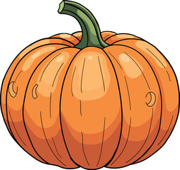 Colored pumpkin vector icon with detailed texture isolated on transparent background for fall themes