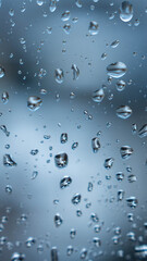 Raindrops on a window like water bubbles under water with air bubbles. 