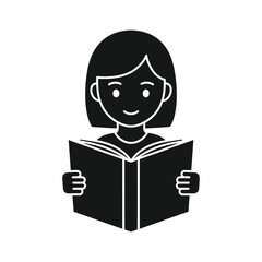 Young Girl Reading a Large Open Book for Education and Childhood Literacy Concept
