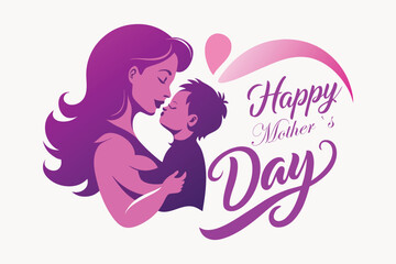 Stylish Silhouette Mothers Day Banner.