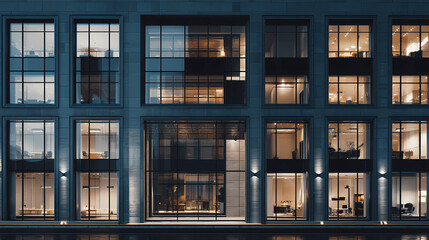 Office Building Windows at Night