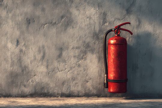 Fire Extinguisher Mounted on Concrete Wall
