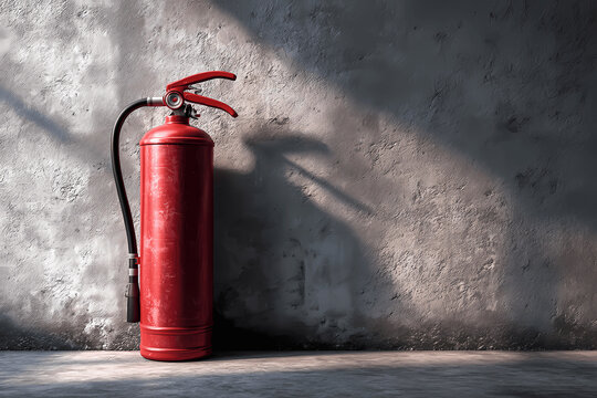 Fire Extinguisher Mounted on Concrete Wall