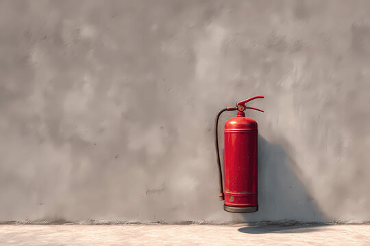 Fire Extinguisher Mounted on Concrete Wall