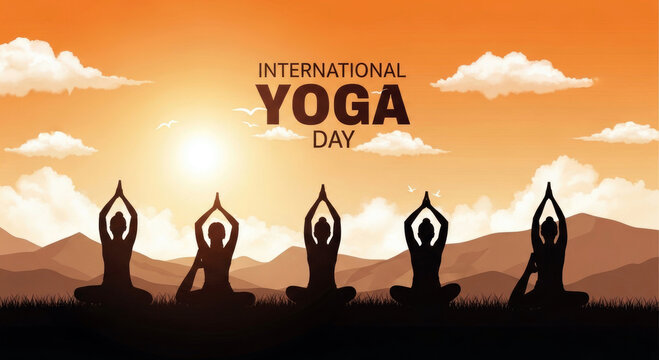 International yoga day celebration at sunset