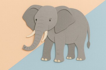 Fototapeta premium Cute Paper Cut Elephant Illustration