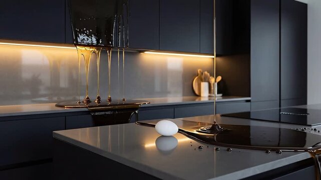 Glossy Honey Dripping Over White Egg
