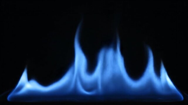 Blue flames burning on a black background.