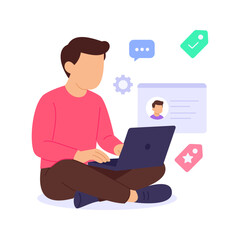 Tagging Customers, organizing contacts using smart labels, Flat vector character illustration