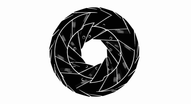 Abstract geometric aperture pattern with sharp lines and circular design