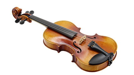 Fototapeta premium Elegant violin isolated on white background, showcasing its craftsmanship and musical instrument details