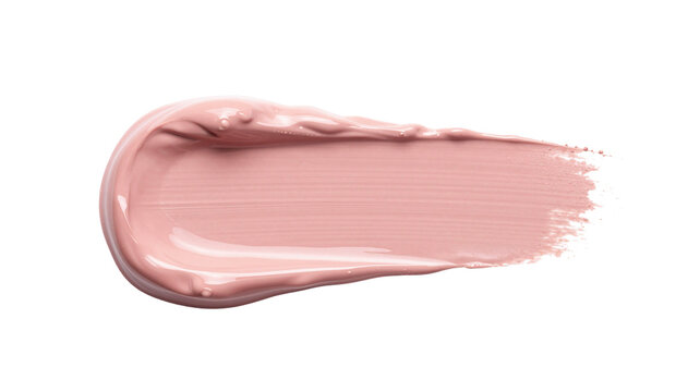Pink cosmetic cream smear on transparent background for beauty product promotion or makeup swatch