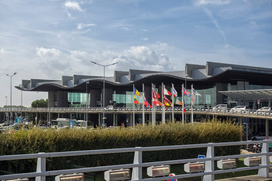 BORDEAUX, FRANCE - SEPTEMBER 11, 2017:  Exterior view of the Terminal Building at Merignac Airport