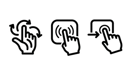 Obraz premium Collection of Touch Screen Gesture Icons Featuring Rotate Tap and Swipe Actions for Mobile Interface Design