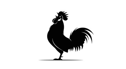 Obraz premium Silhouette of a proud rooster standing tall on a white background.