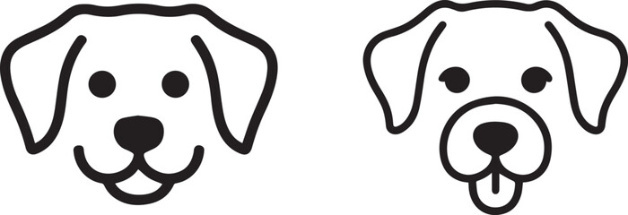 Obraz premium Dog line art illustration isolated on white background, minimal canine outline drawing, thin line pet icon, clean monochrome animal design