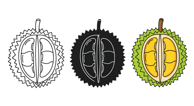 Durian fruit icons set flat design vector illustration - Vector icon Set - Stickers and Clipart - PNG and SVG Icon collection - Lineal icons - logo template