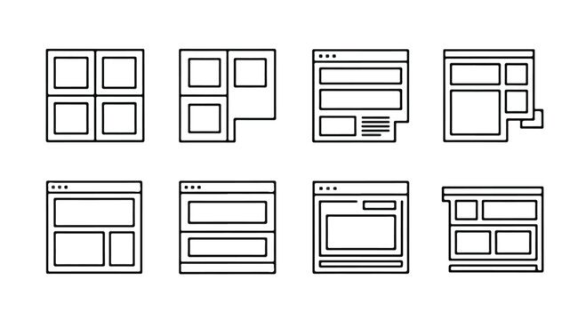 A collection of various window and dialog box designs in a minimalist style Vector