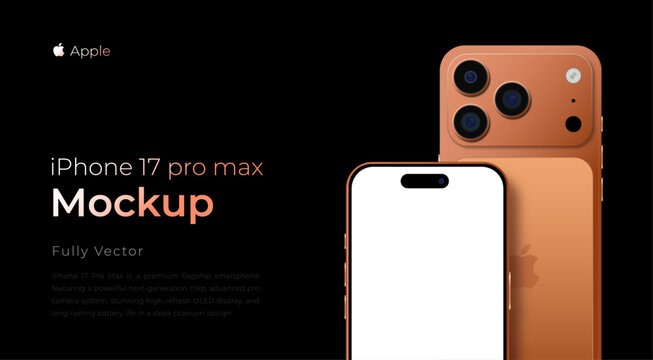 iPhone 17 Pro Max Mockup fully vector premium smartphone presentation template