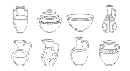 A collection of various ancient greek vessels and their unique designs Vector © Runa