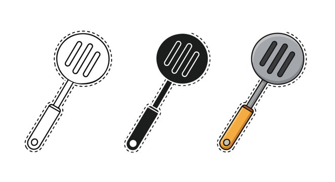 Spatula cooking utensils flat design vector illustration - Vector icon Set - Stickers and Clipart - PNG and SVG Icon collection - Lineal icons - logo template