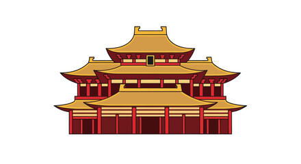 Traditional Chinese Palace Architecture, Golden Roof, Red Walls, Asian Landmark
