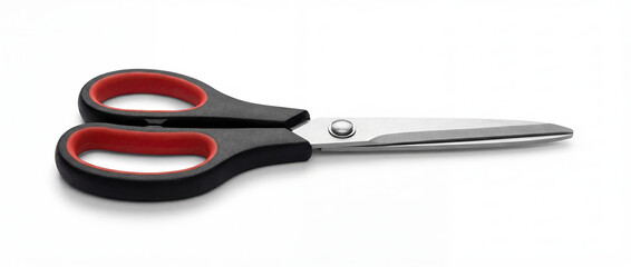 Obraz premium Red and Black Handled Scissors Isolated on White Background