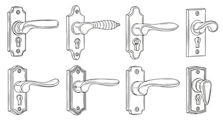 Obraz premium A variety of door handles and locks in different styles and designs Vector