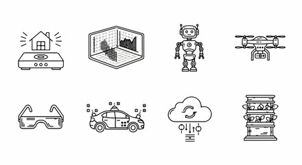 Fototapeta premium Illustrations of various technological objects and concepts. Vector
